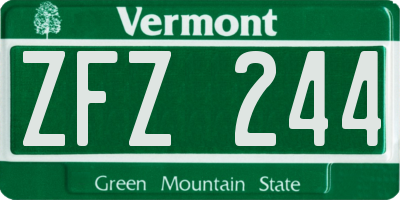 VT license plate ZFZ244