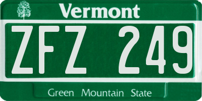 VT license plate ZFZ249