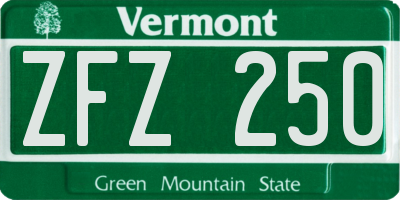 VT license plate ZFZ250