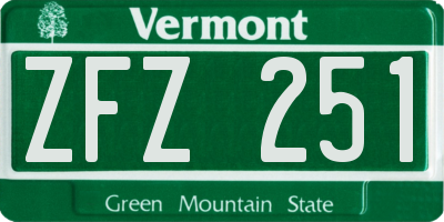 VT license plate ZFZ251