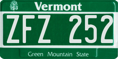 VT license plate ZFZ252