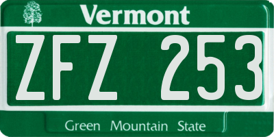 VT license plate ZFZ253