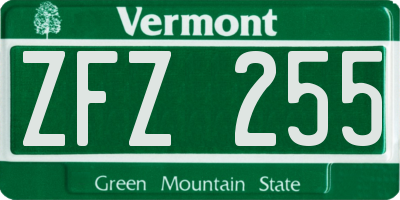 VT license plate ZFZ255