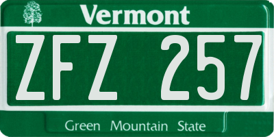 VT license plate ZFZ257