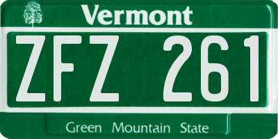VT license plate ZFZ261