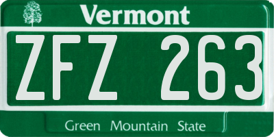 VT license plate ZFZ263