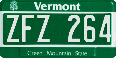 VT license plate ZFZ264