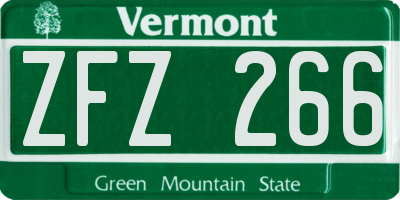 VT license plate ZFZ266