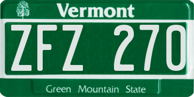 VT license plate ZFZ270