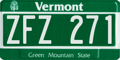 VT license plate ZFZ271