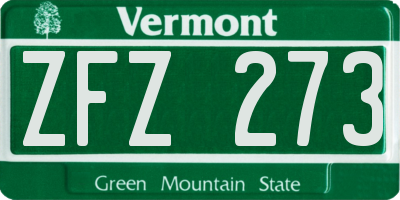 VT license plate ZFZ273