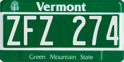 VT license plate ZFZ274
