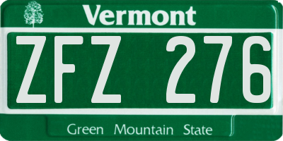 VT license plate ZFZ276