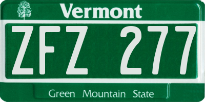 VT license plate ZFZ277