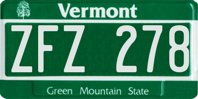 VT license plate ZFZ278