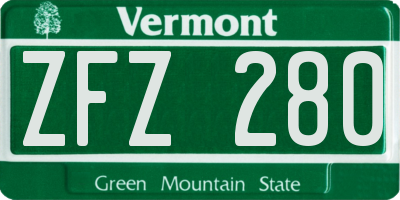 VT license plate ZFZ280