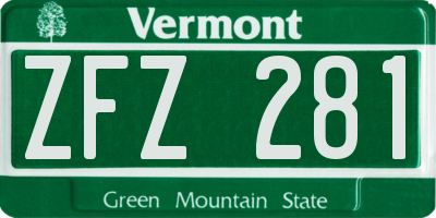 VT license plate ZFZ281