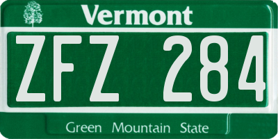 VT license plate ZFZ284