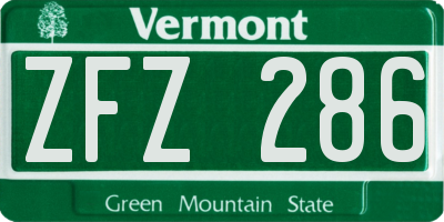 VT license plate ZFZ286