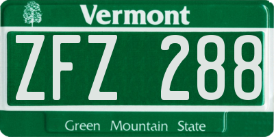 VT license plate ZFZ288