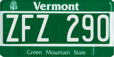 VT license plate ZFZ290