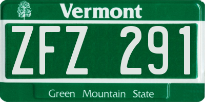 VT license plate ZFZ291