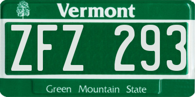 VT license plate ZFZ293