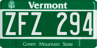 VT license plate ZFZ294