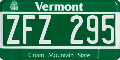 VT license plate ZFZ295
