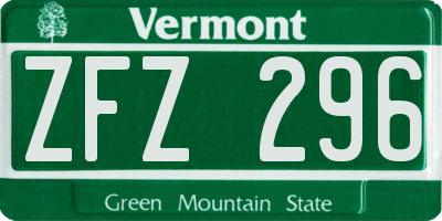 VT license plate ZFZ296