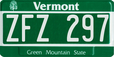 VT license plate ZFZ297