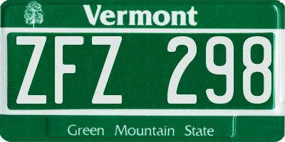 VT license plate ZFZ298