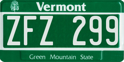 VT license plate ZFZ299