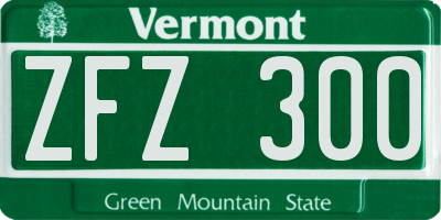 VT license plate ZFZ300