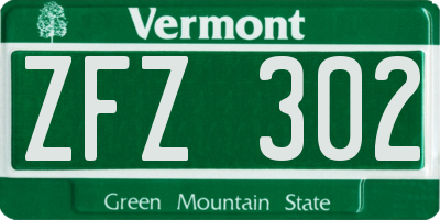 VT license plate ZFZ302