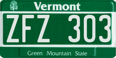 VT license plate ZFZ303
