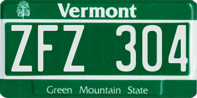VT license plate ZFZ304