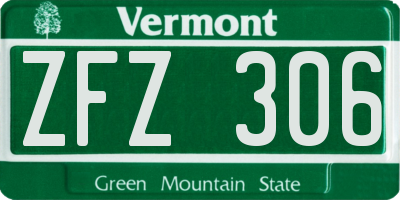 VT license plate ZFZ306