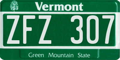 VT license plate ZFZ307
