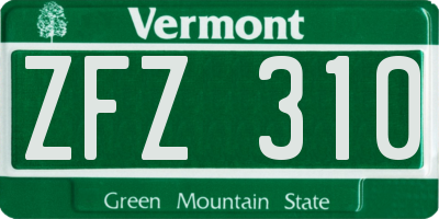 VT license plate ZFZ310