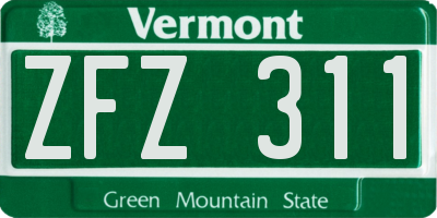 VT license plate ZFZ311
