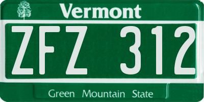 VT license plate ZFZ312