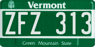 VT license plate ZFZ313