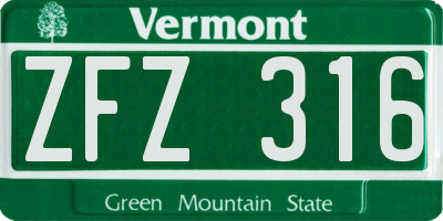 VT license plate ZFZ316