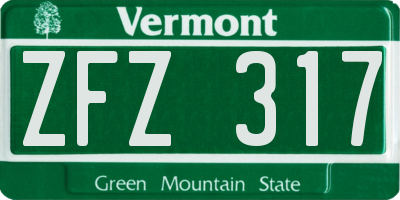 VT license plate ZFZ317
