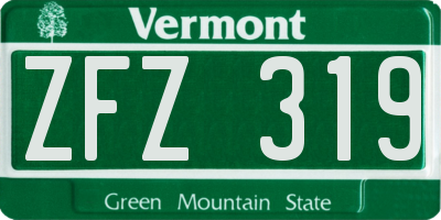 VT license plate ZFZ319