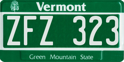 VT license plate ZFZ323