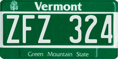 VT license plate ZFZ324