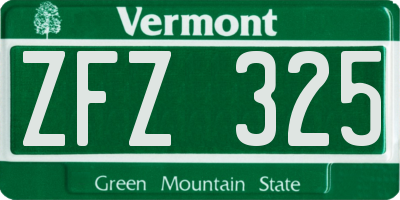 VT license plate ZFZ325