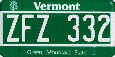 VT license plate ZFZ332